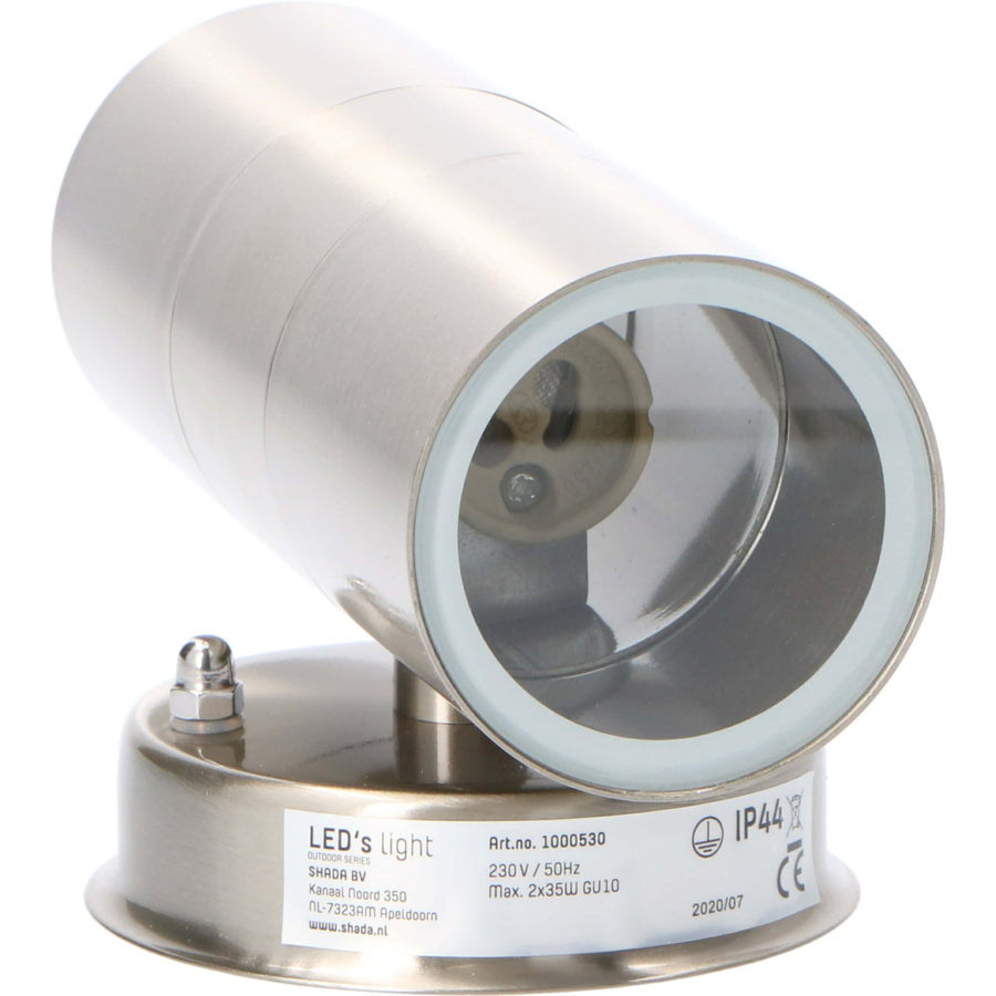 LED's Light RVS LED Muurlamp Buiten - Spot met 2 x GU10 fitting - Model Catania - IP44 - Zilver Spotjes LED.nl