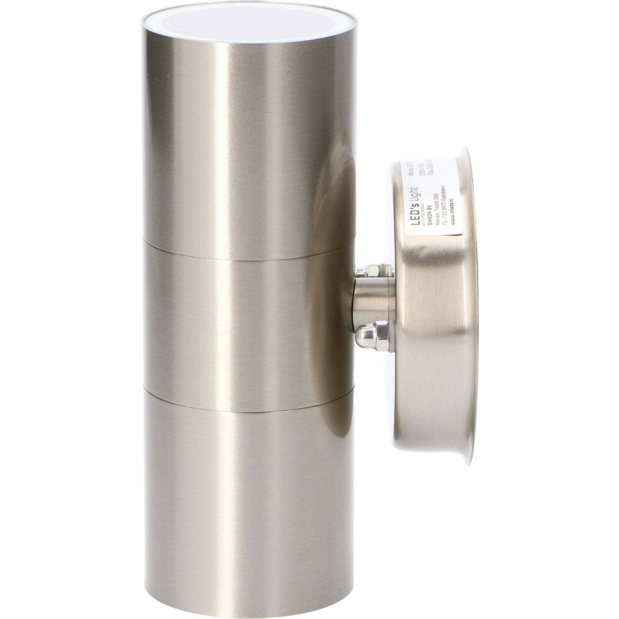 RVS LED Muurlamp buiten - Spot met 2 x GU10 fitting - Monza - IP44 - Zilver - LED.nl