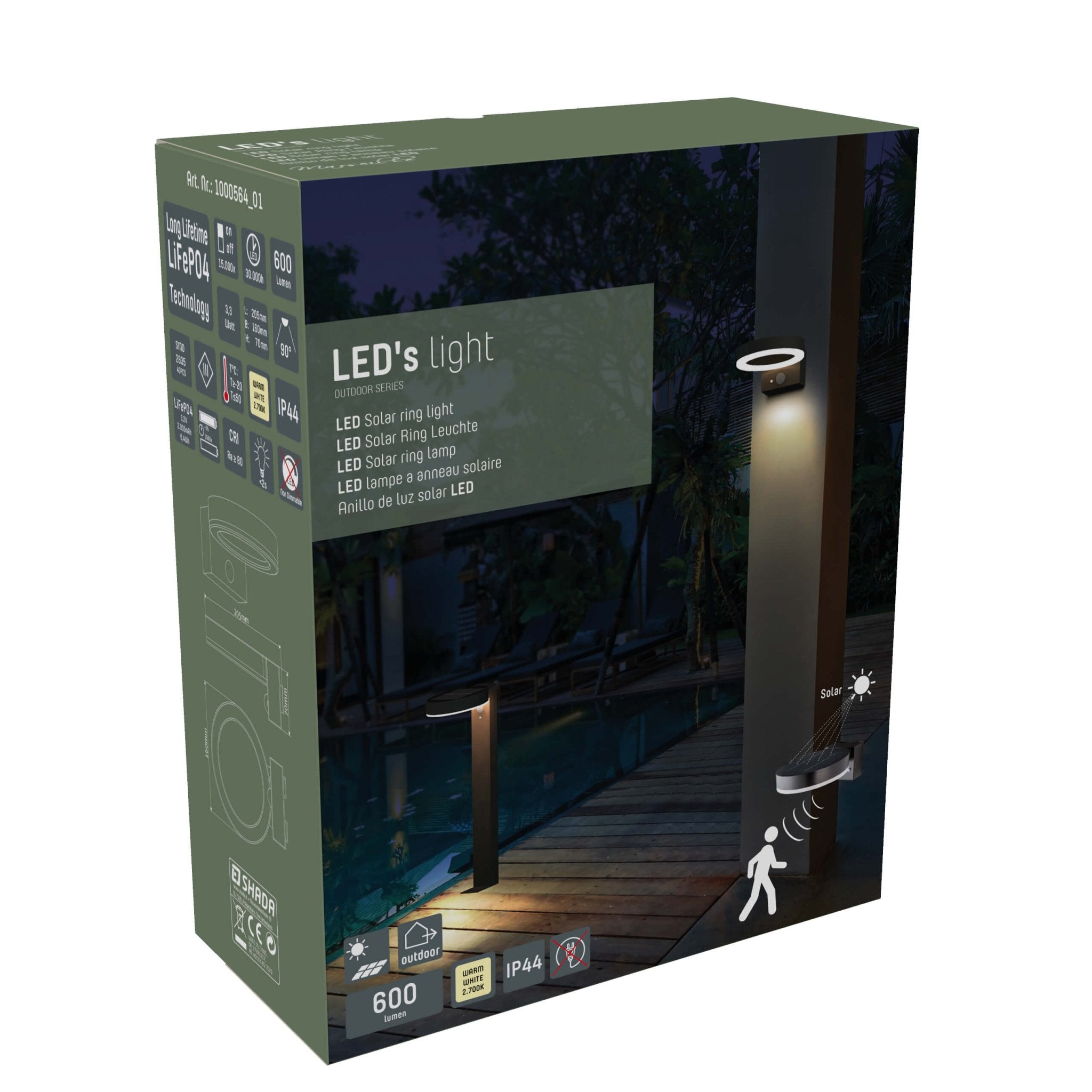 RVS Solar LED Buitenlamp met bewegingssensor - Draadloos - 3 standen - Zwart - LED.nl