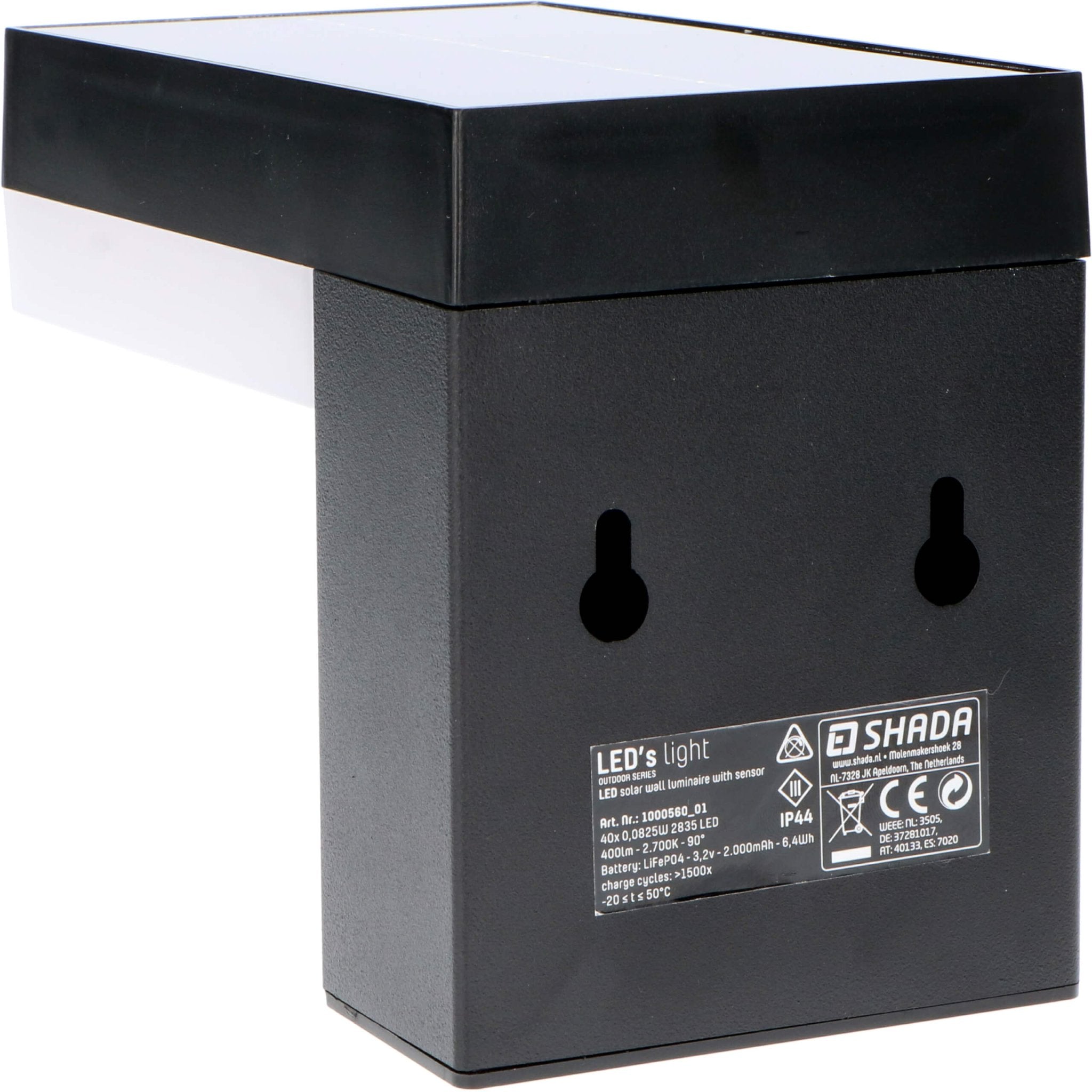 RVS Solar LED Buitenlamp met bewegingssensor - Draadloos - Vierkant - 3 standen - Zwart - LED.nl