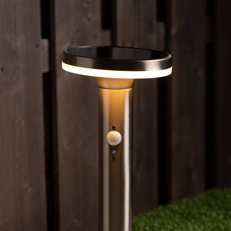 LED's Light RVS Solar-LED-Gartenlaterne mit Bewegungsmelder – Kabellos – 3 Modi – Silber - LED.de