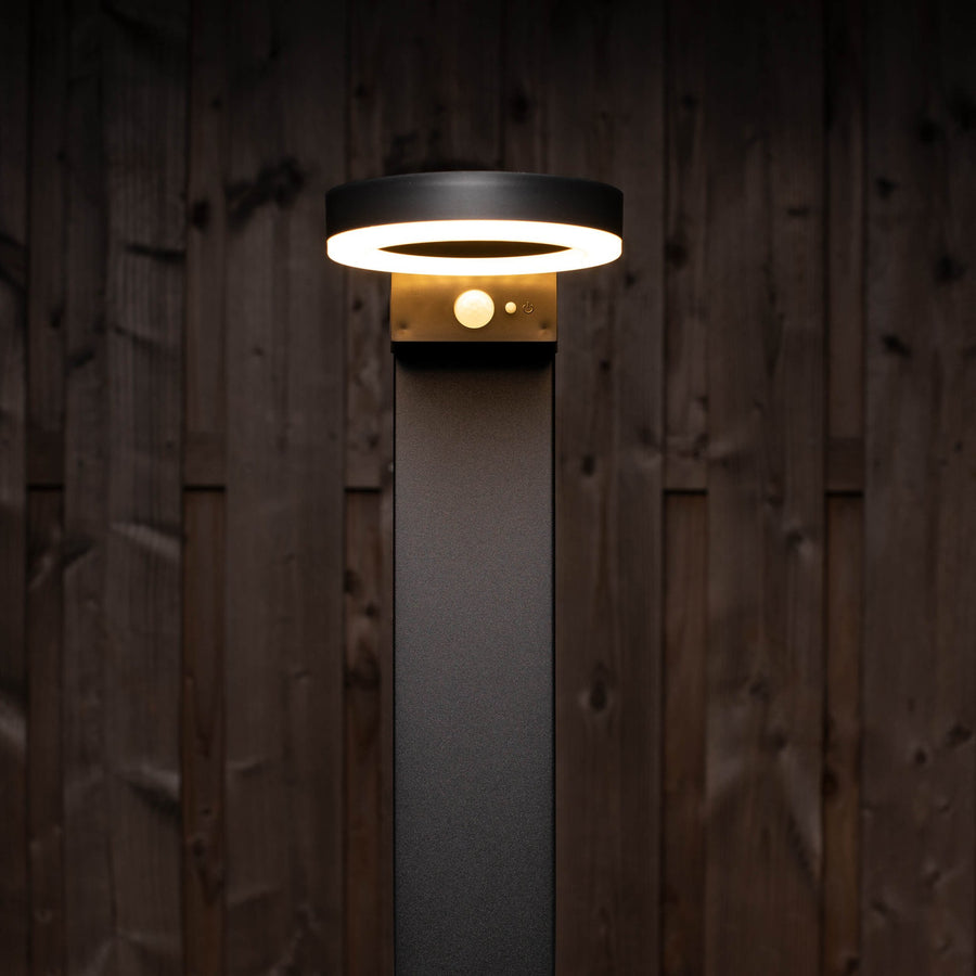 LED's Light RVS Solar LED Tuin Lantaarnpaal met Bewegingssensor - Draadloos - 3 standen - Zwart Lantaarns LED.nl