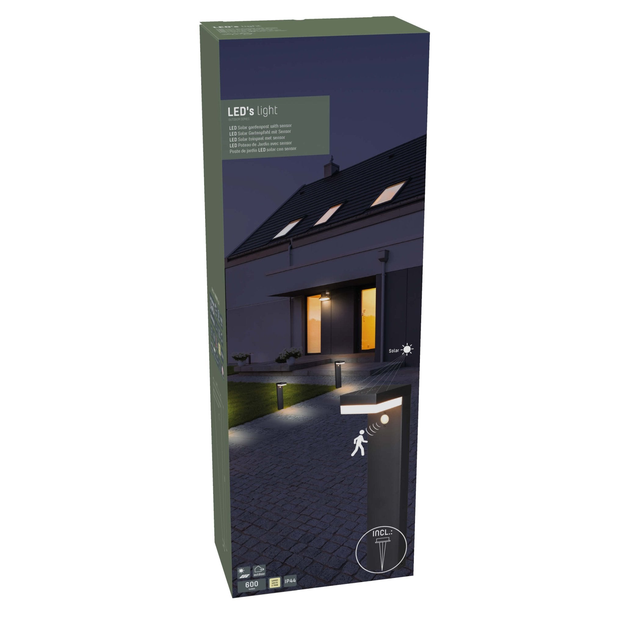 RVS Solar LED Tuinpaal met bewegingssensor - Draadloos - 3 standen - Zwart - LED.nl