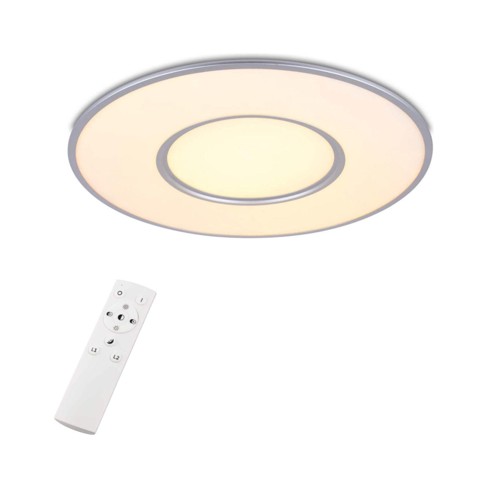 Slim LED Plafonniere Ø 60cm - Plafondlamp dimbaar met afstandsbediening - zilver/wit - LED.nl