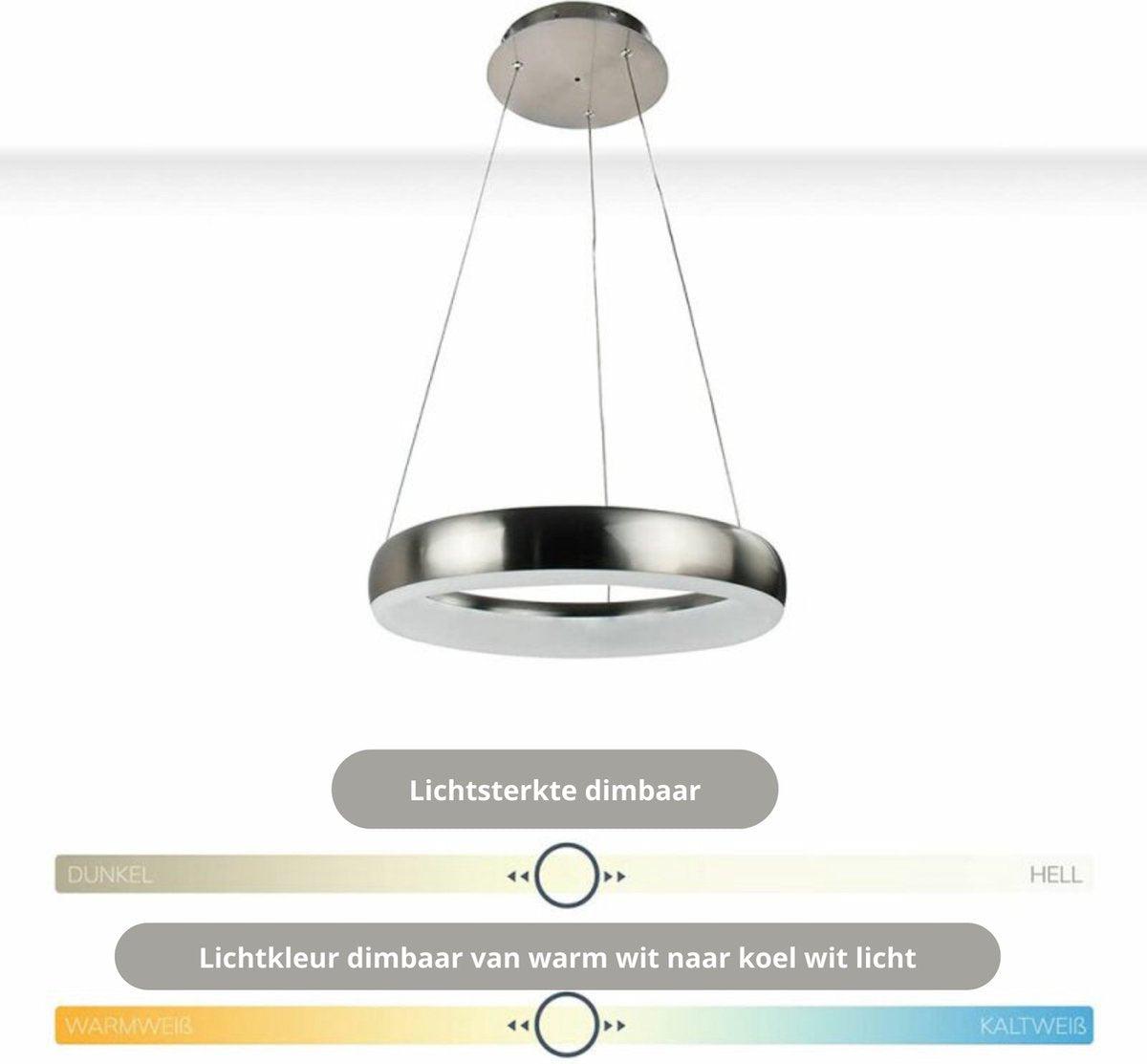 Smart LED Hanglamp rond 40 cm - Bedienbaar met afstandsbediening en app - White & Color - Zilver - LED.nl