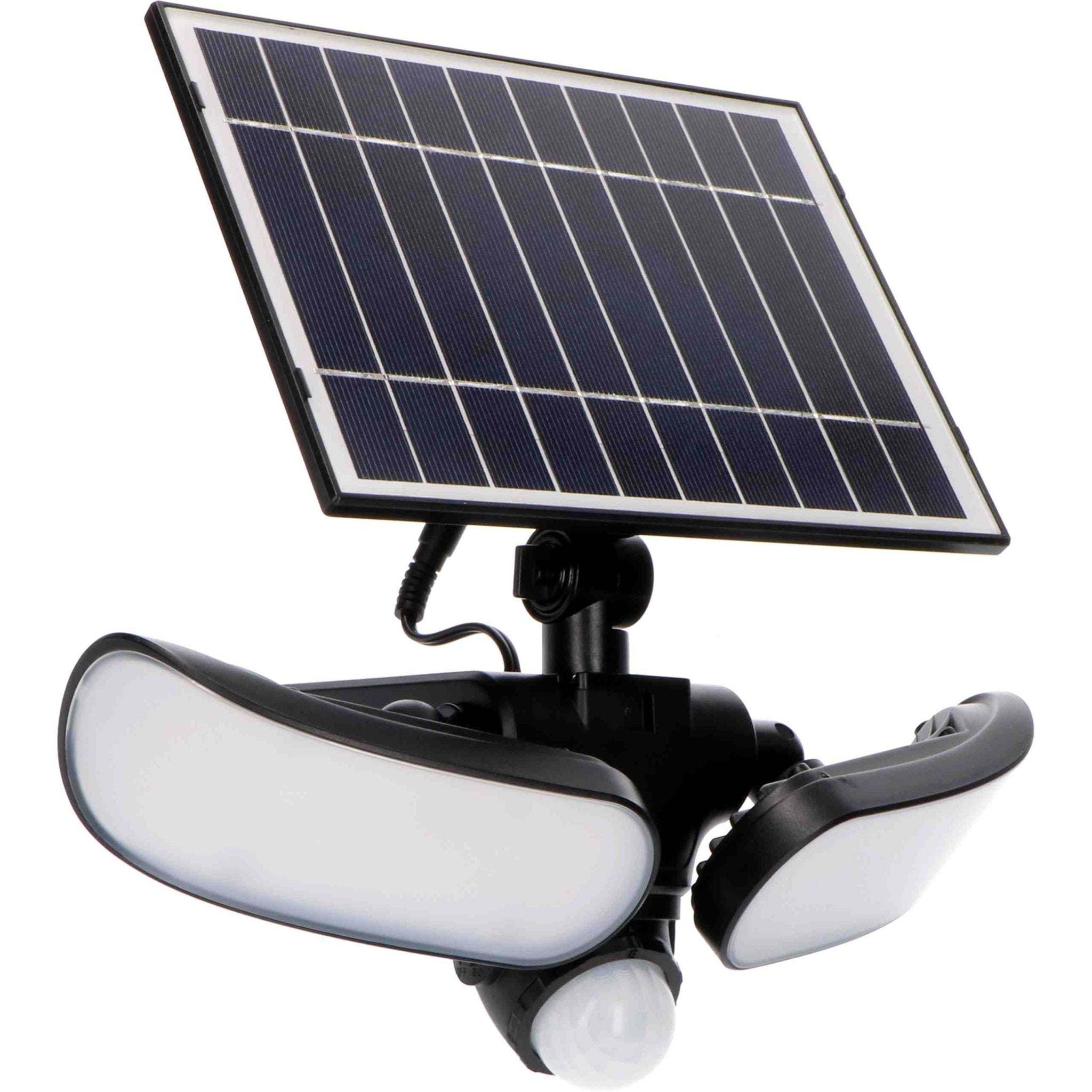 Solar LED Buitenlamp met bewegingssensor - 2 lichts - Auto aan/uit - Afneembaar paneel - Zwart - LED.nl