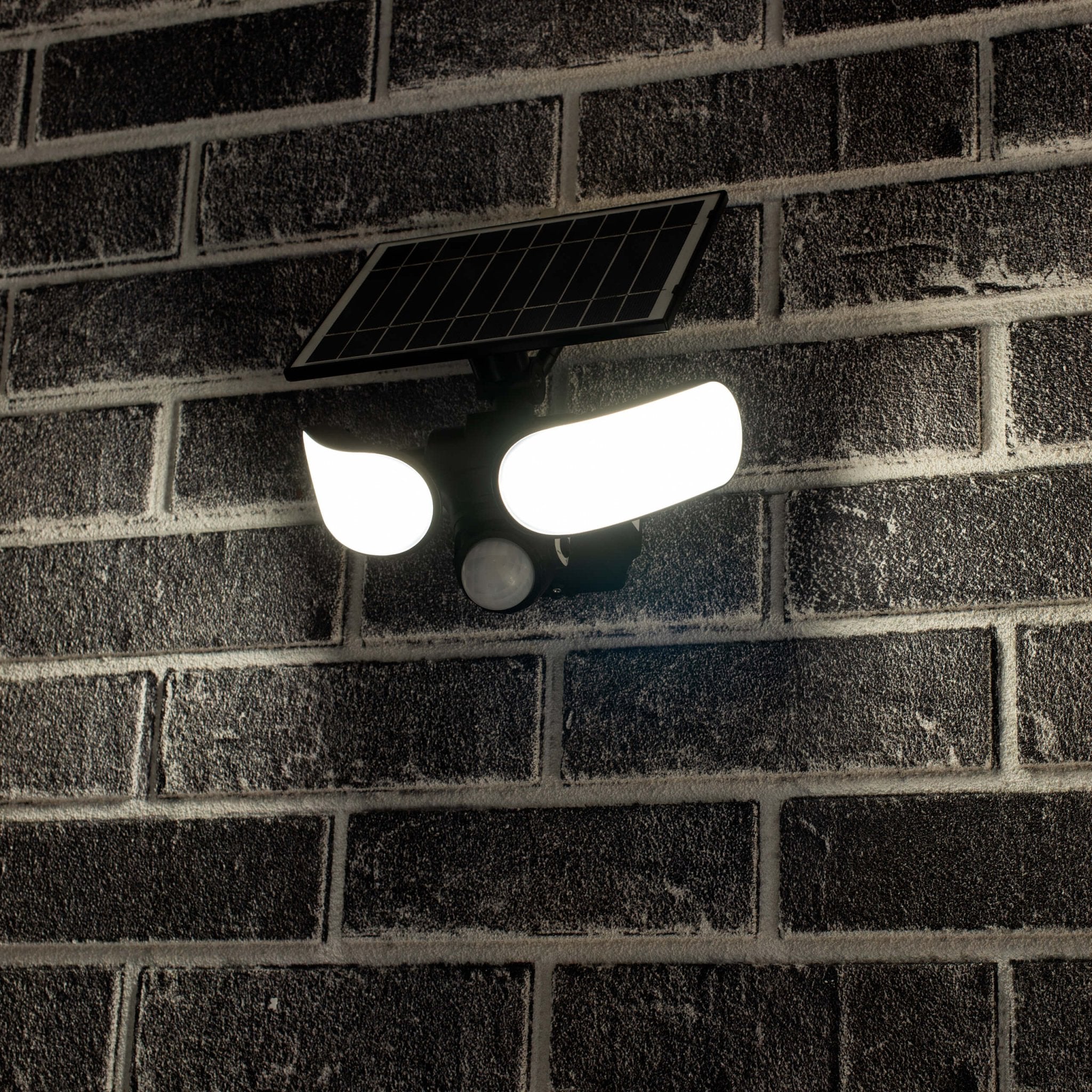 Solar LED Buitenlamp met bewegingssensor - 2 lichts - Auto aan/uit - Afneembaar paneel - Zwart - LED.nl