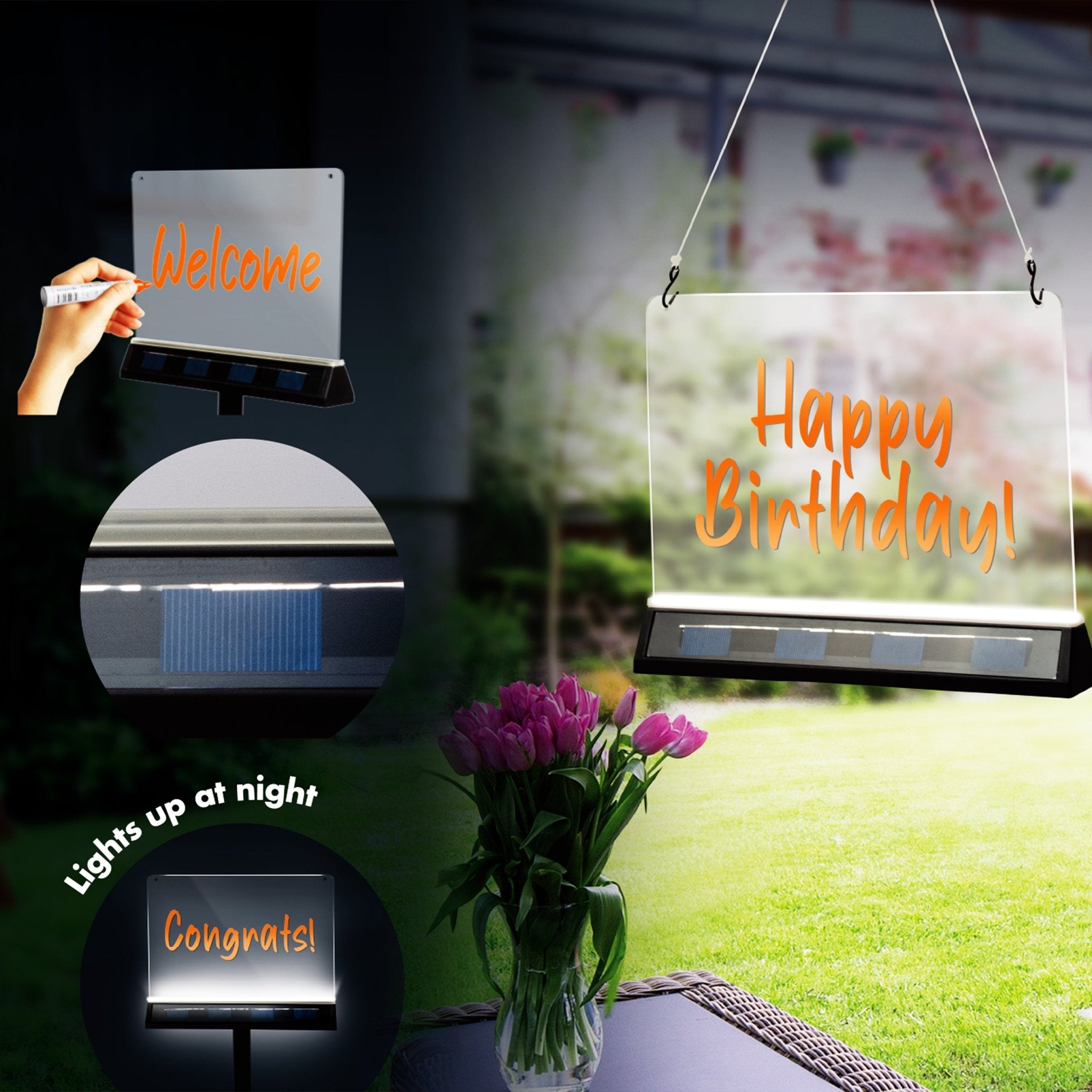 Solar LED Display schrijfbord buiten - Draadloos op zonne-energie - Incl. Stift - LED.nl