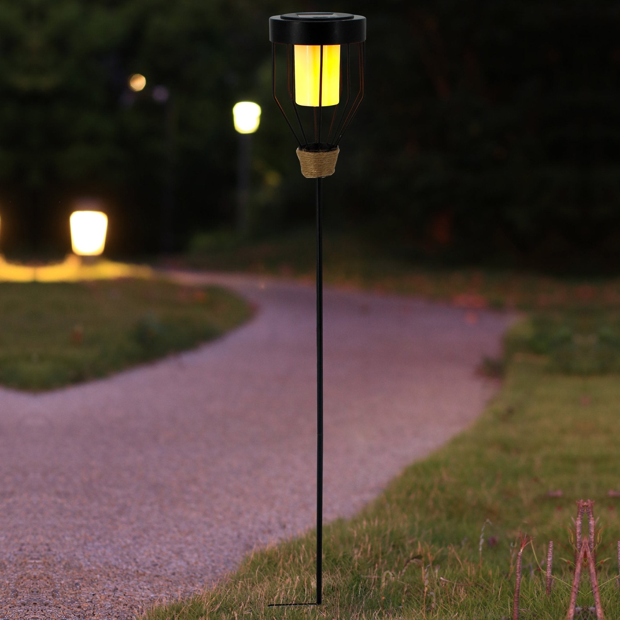 SolarSpark LED Padverlichting - Vlam fakkel effect - Draadloos op zonne-energie - Zwart - LED.nl