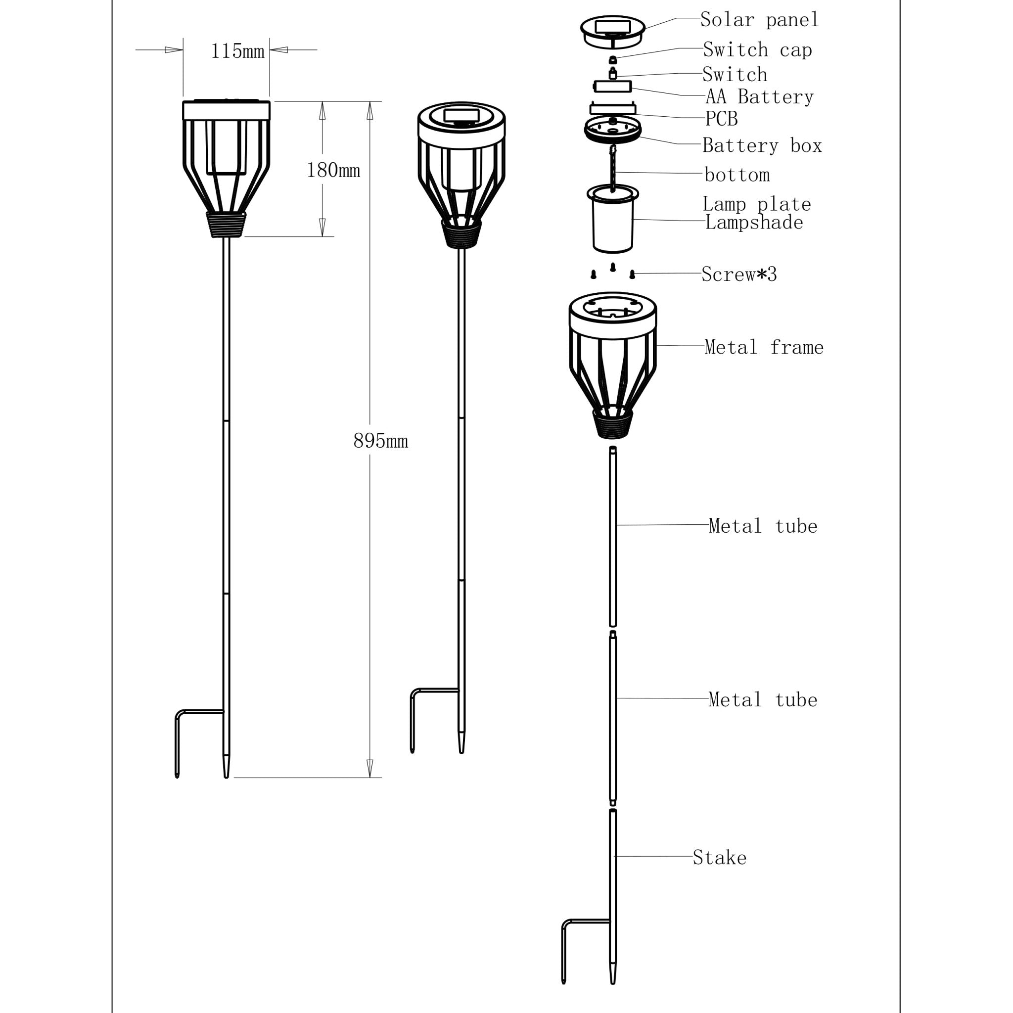 SolarSpark LED Padverlichting - Vlam fakkel effect - Draadloos op zonne-energie - Zwart - LED.nl