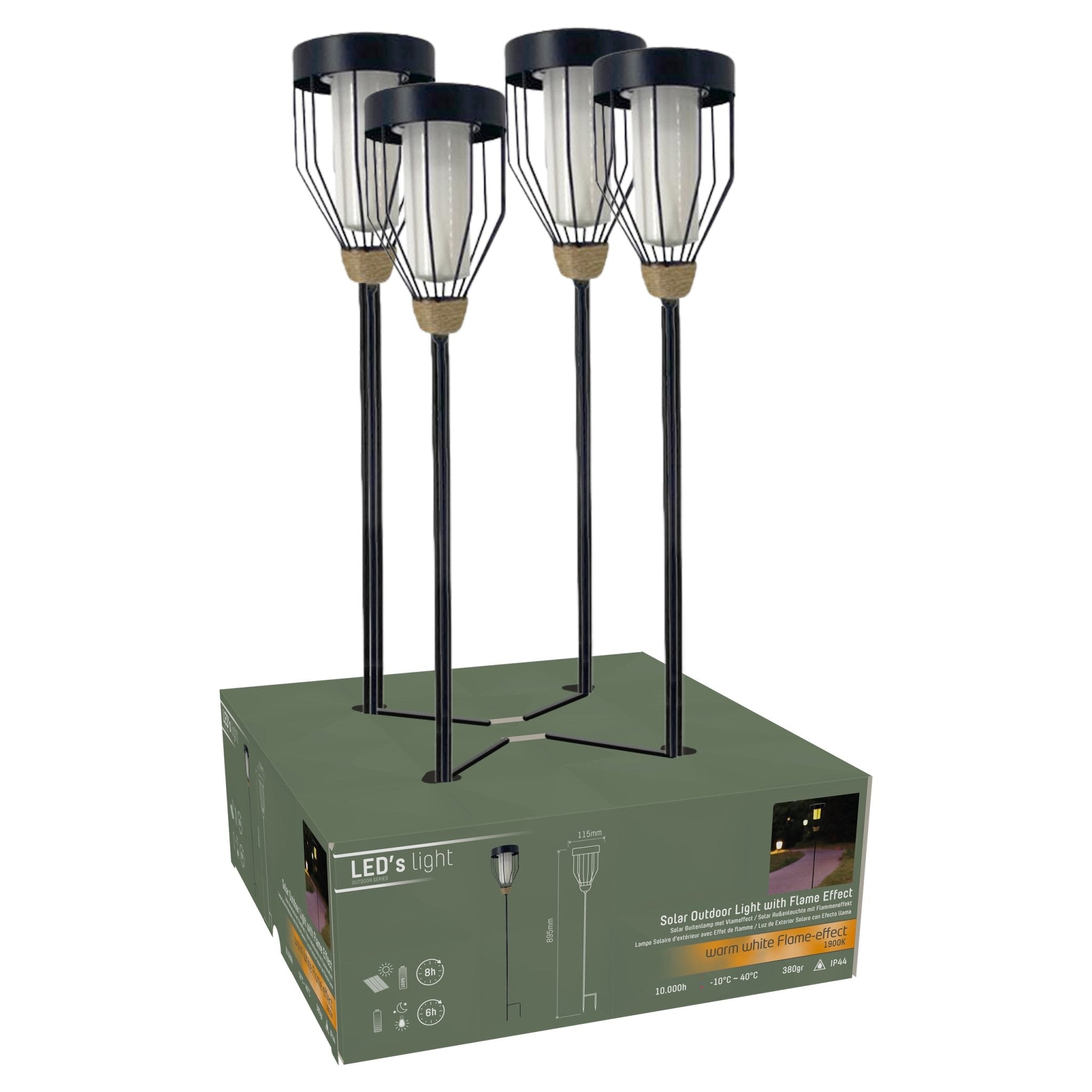 SolarSpark LED Padverlichting - Vlam fakkel effect - Draadloos op zonne-energie - Zwart - LED.nl