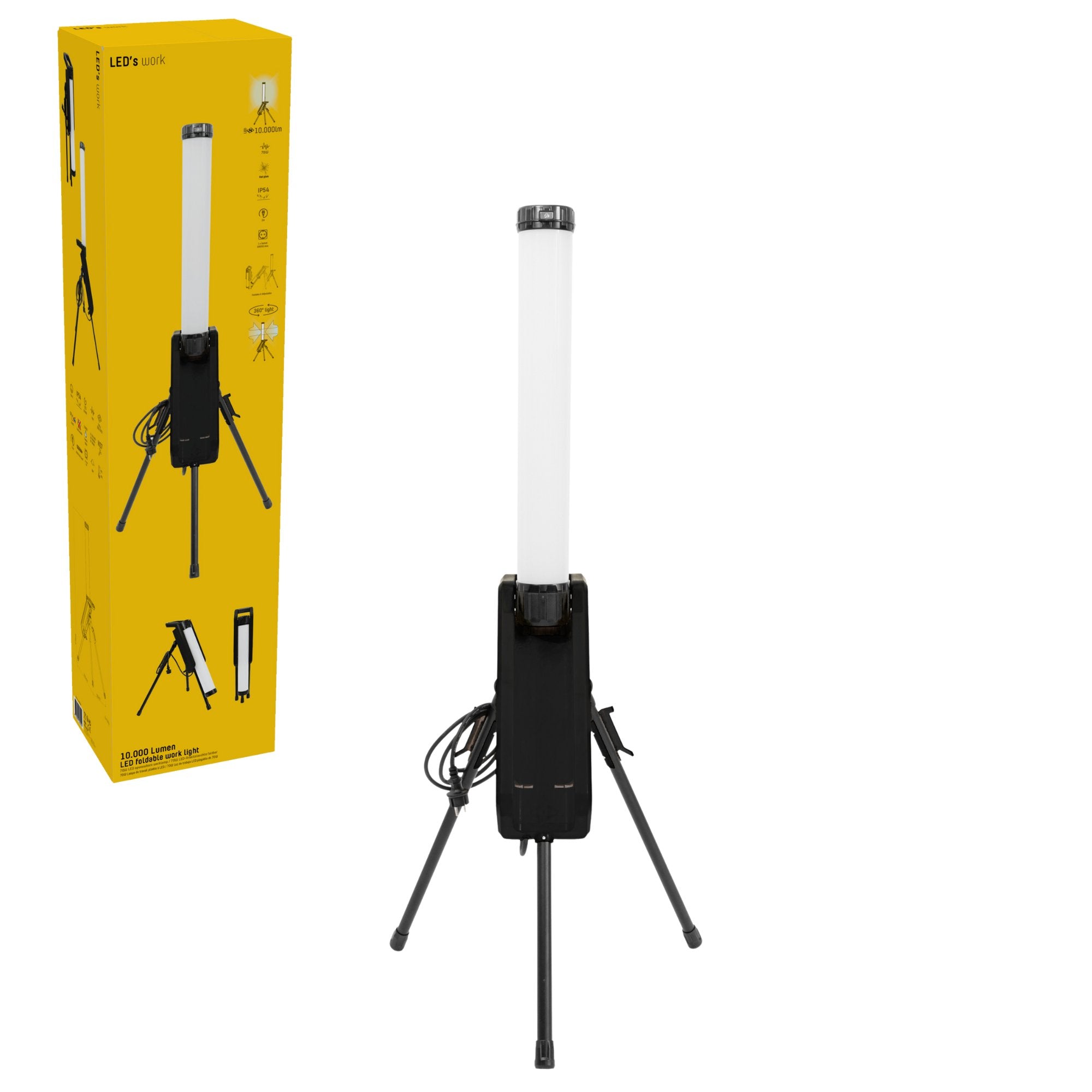 Staande LED toren bouwlamp 70W – 360° gelijkmatige lichtverspreiding – 10000 lumen – IP54 - LED.nl