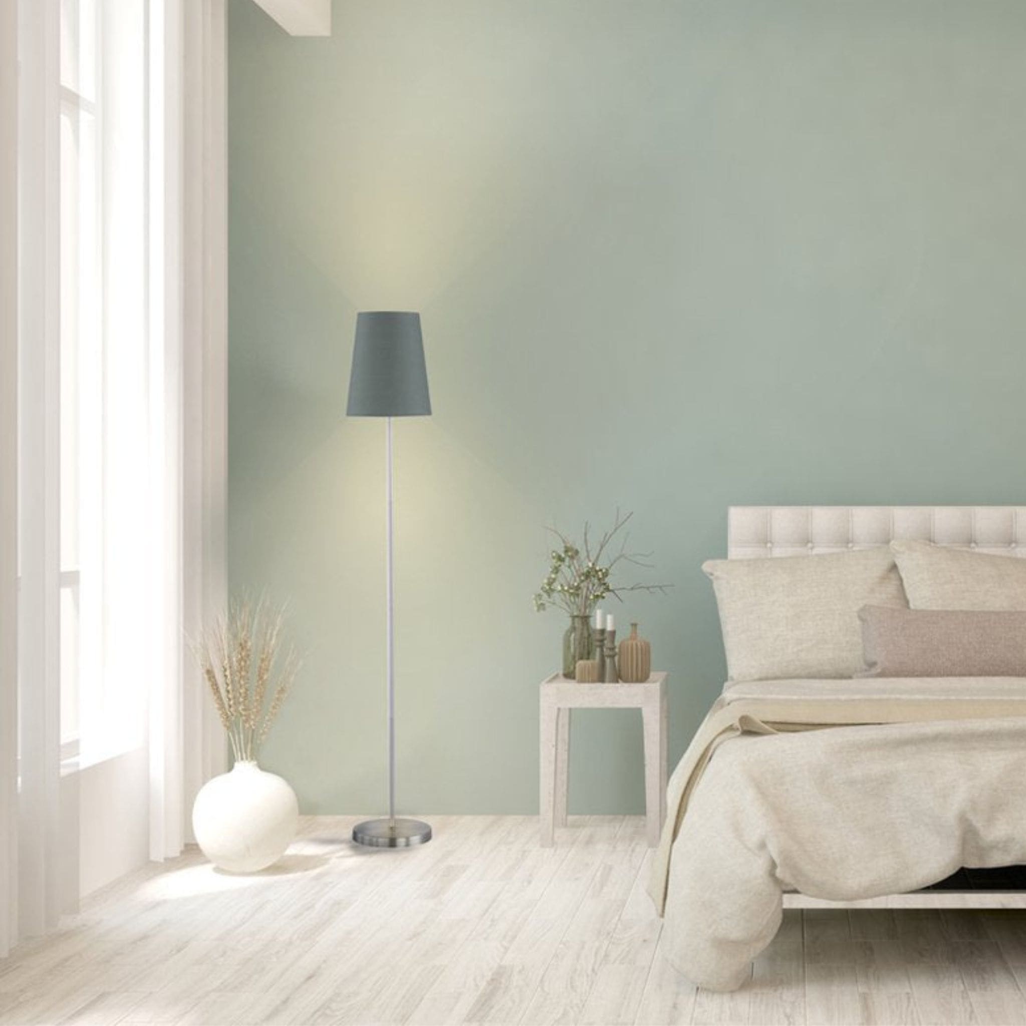 Staande LED Vloerlamp Grijs met voetschakelaar - grote E27 fitting - 150 cm - Universeel - LED.nl