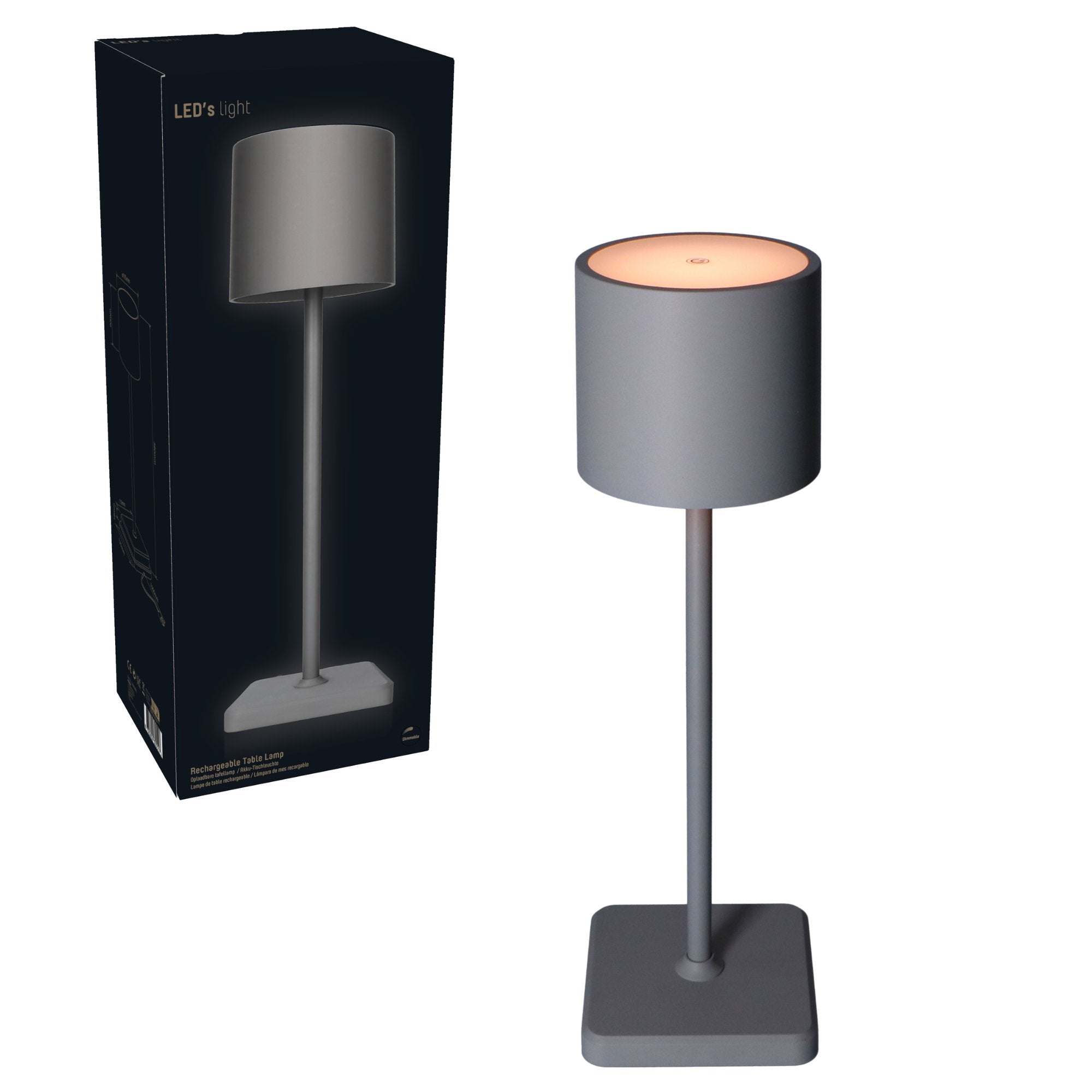 TouchDim oplaadbare LED tafellamp grijs – Dimbaar met touch-bediening – Voor binnen en buiten – 3 tinten licht instelbaar - LED.nl