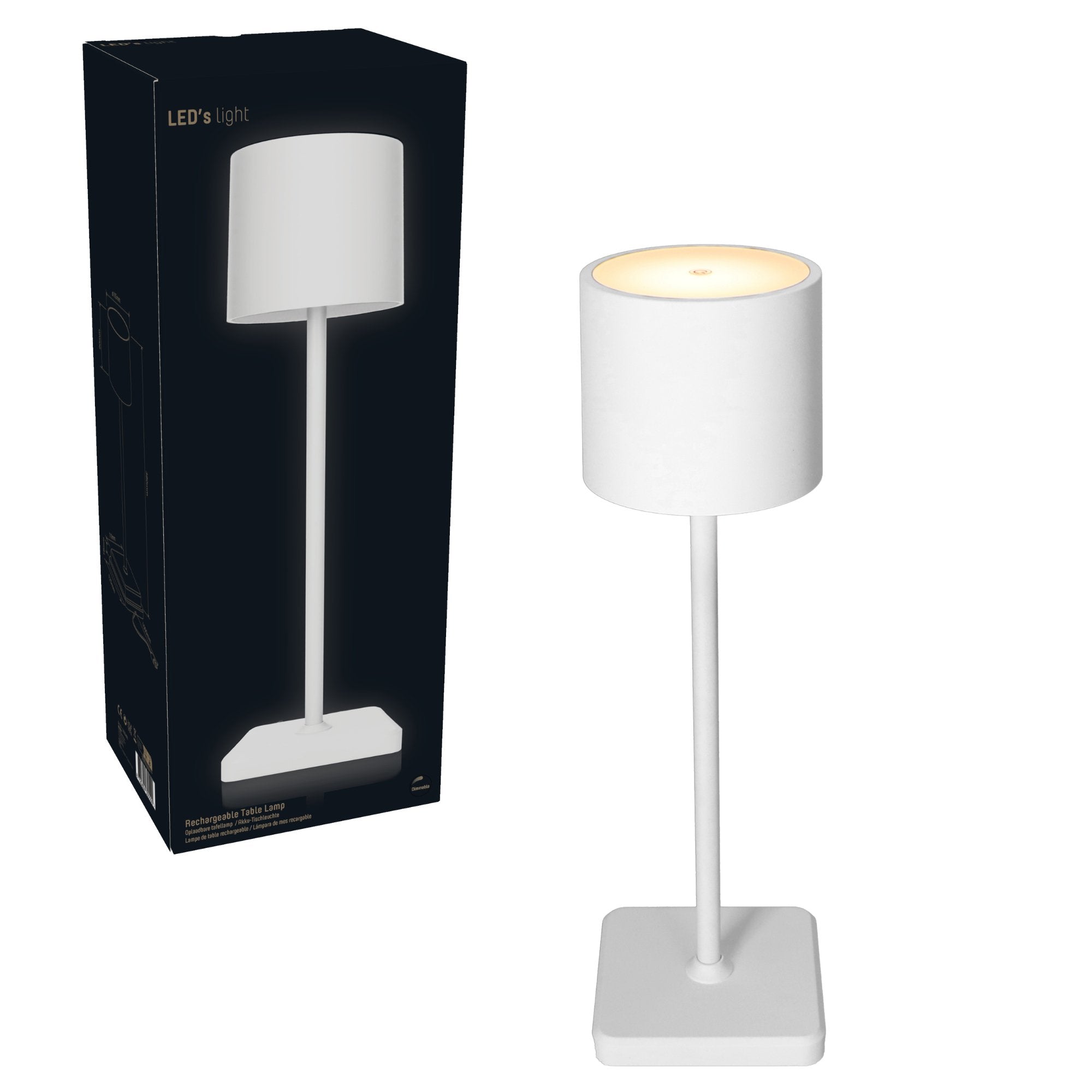 TouchDim oplaadbare LED tafellamp wit – Dimbaar met touch-bediening – Voor binnen en buiten – 3 tinten licht instelbaar - LED.nl