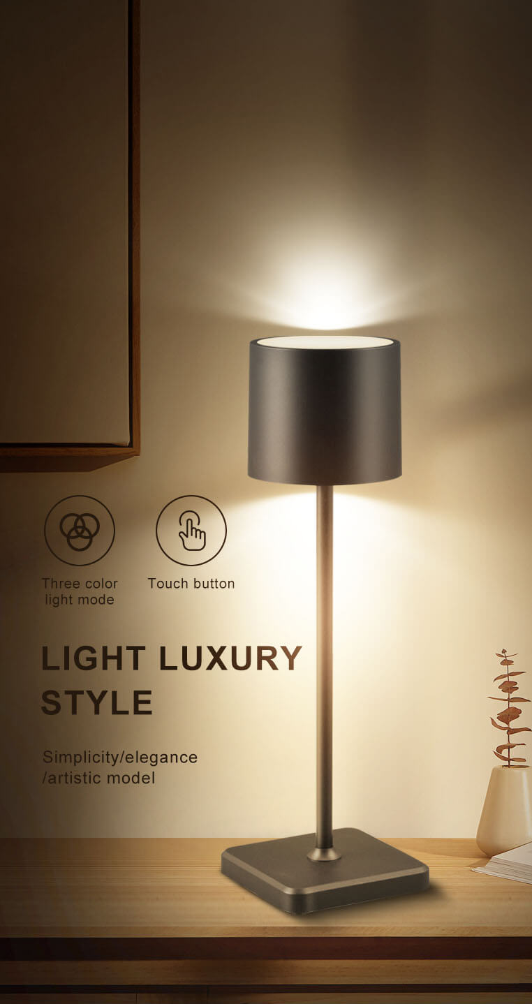 TouchDim oplaadbare LED tafellamp zwart – Dimbaar met touch-bediening – Voor binnen en buiten – 3 tinten licht instelbaar - LED.nl