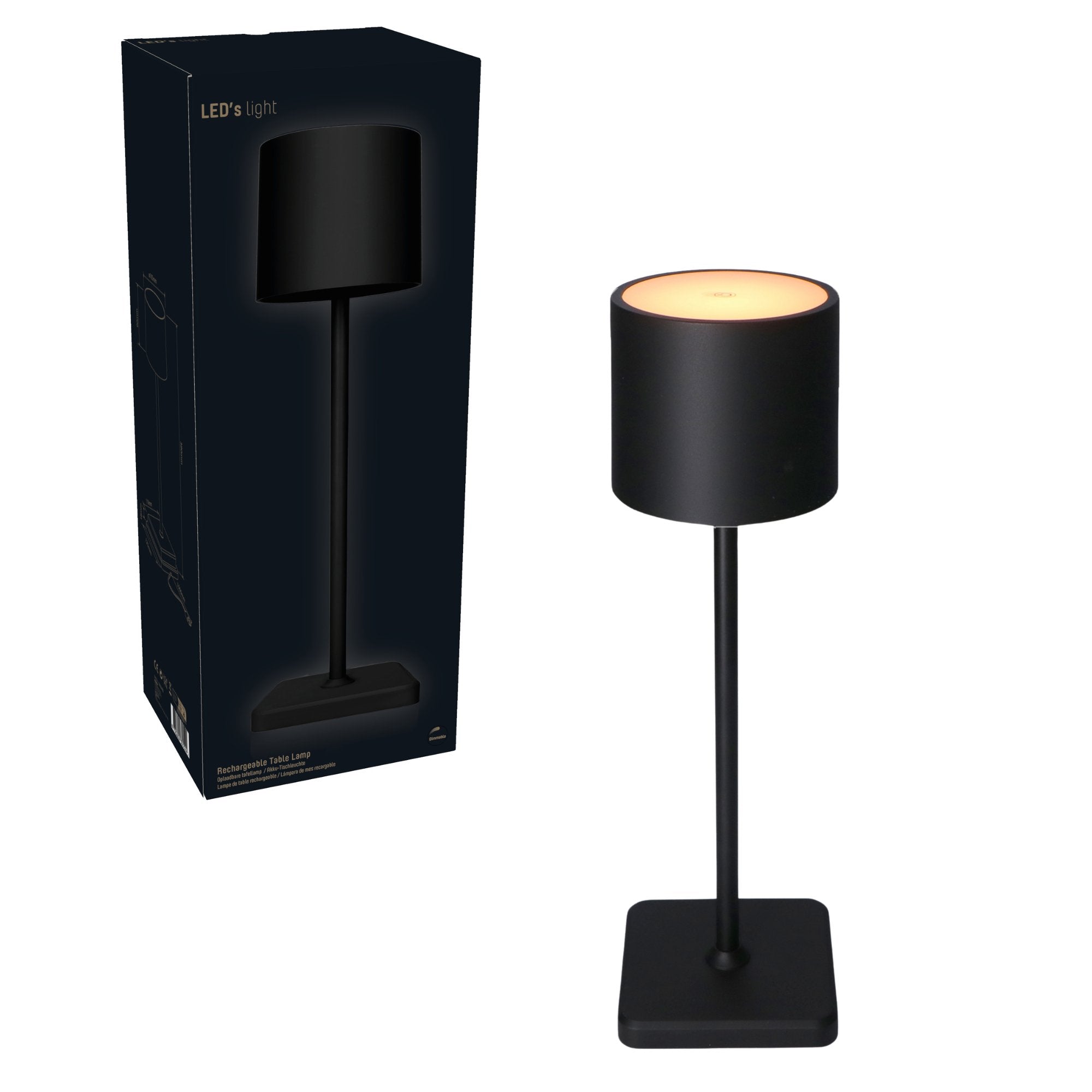 TouchDim oplaadbare LED tafellamp zwart – Dimbaar met touch-bediening – Voor binnen en buiten – 3 tinten licht instelbaar - LED.nl