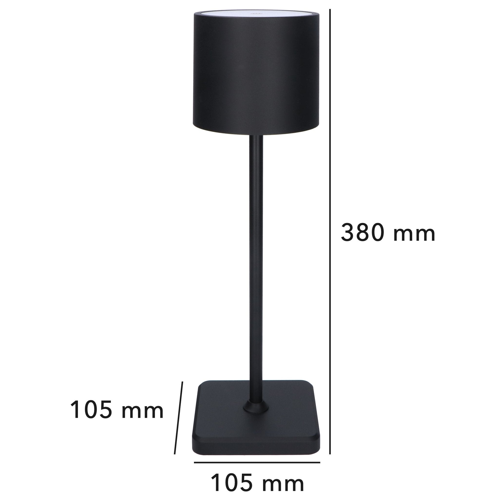 TouchDim oplaadbare LED tafellamp zwart – Dimbaar met touch-bediening – Voor binnen en buiten – 3 tinten licht instelbaar - LED.nl