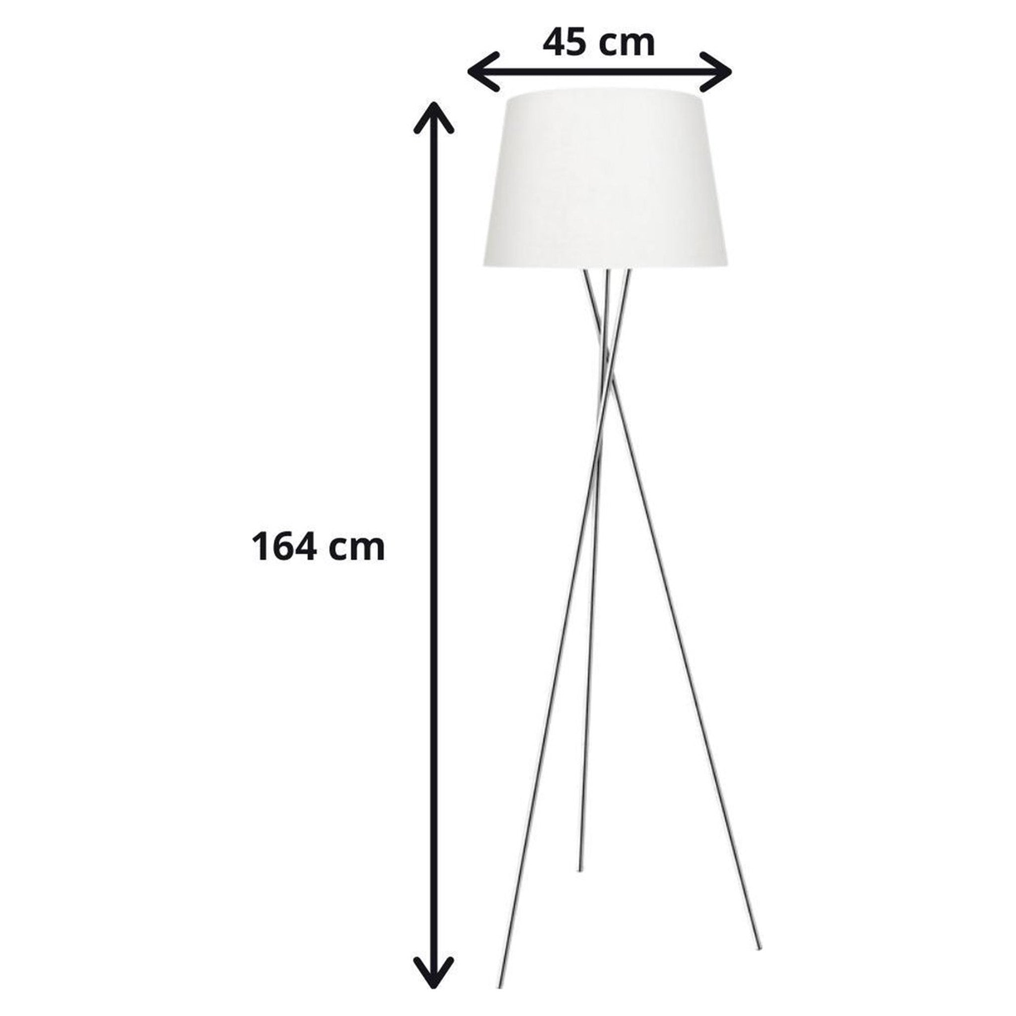 TriPod Vloerlamp voor woonkamer & Slaapkamer - Ø 45 cm - Wit & chroom - 164 cm - LED.nl