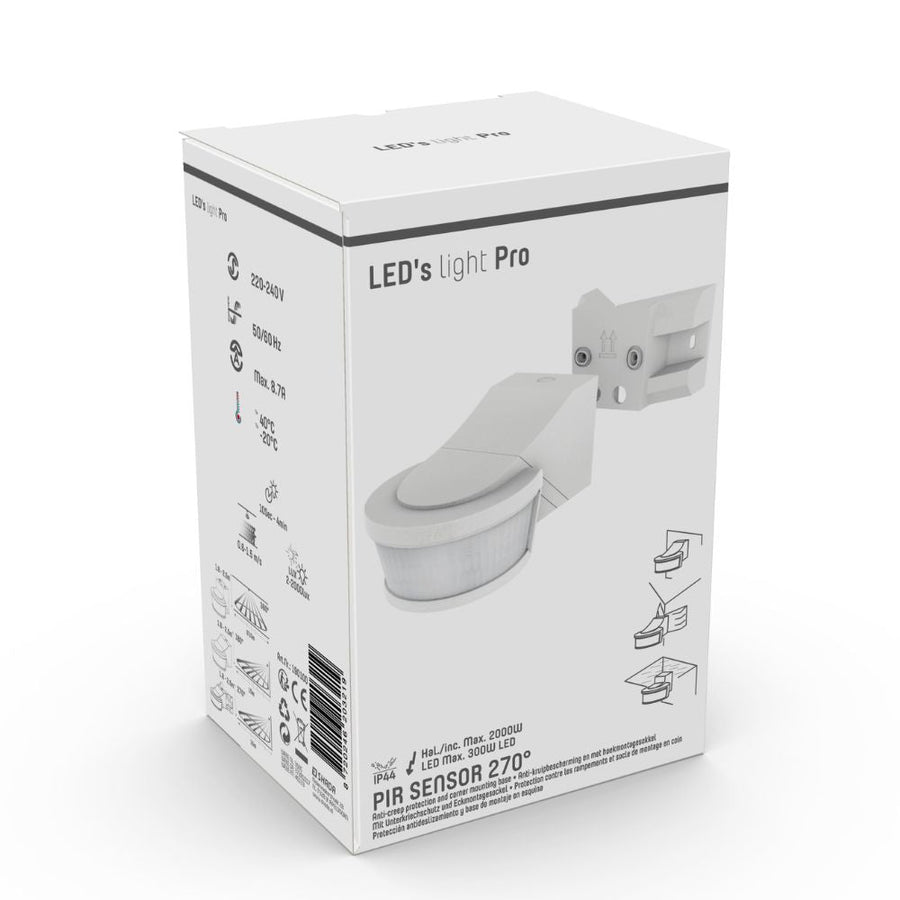 LED's Light Pro Bewegingssensor met Hoekprofiel - Universeel - 12 meter bereik - Wit Sensoren LED.nl