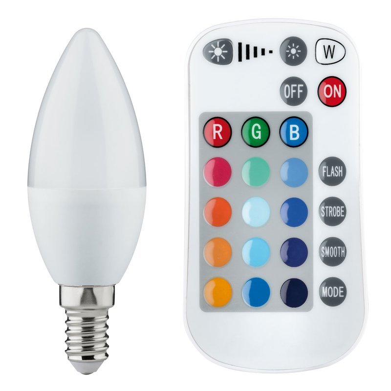 Universele LED kaarslamp E14 met afstandsbediening - 16 kleuren + Wit licht - 3.5W - LED.nl
