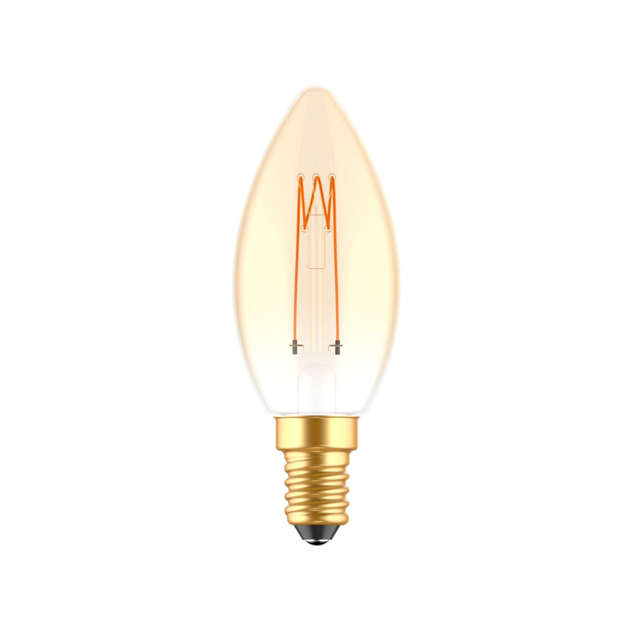 Vintage LED Filament Kaarslamp Goud E14 - Dimbaar - Extra warm wit - 2.5W (15W) - LED.nl