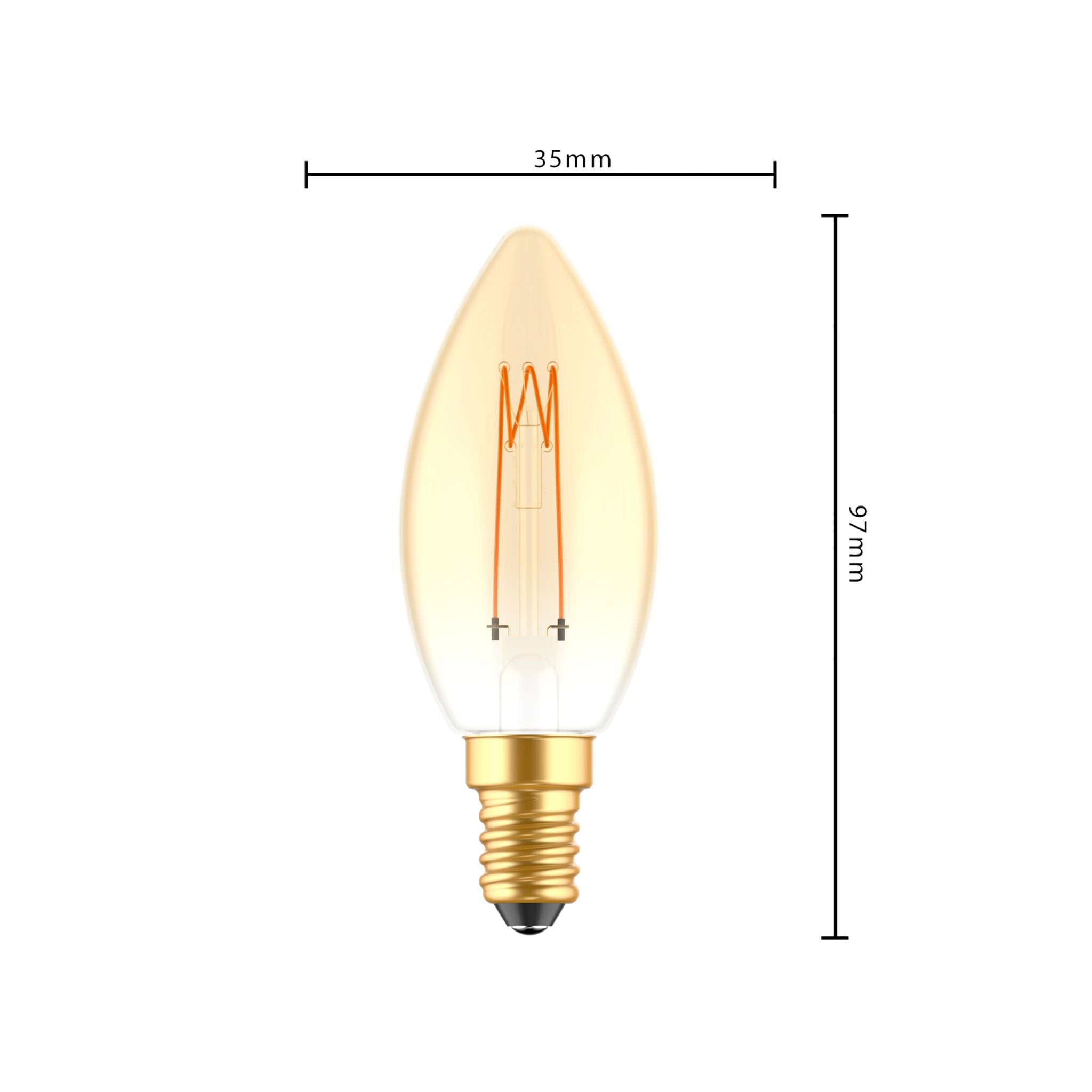 Vintage LED Filament Kaarslamp Goud E14 - Dimbaar - Extra warm wit - 2.5W (15W) - LED.nl