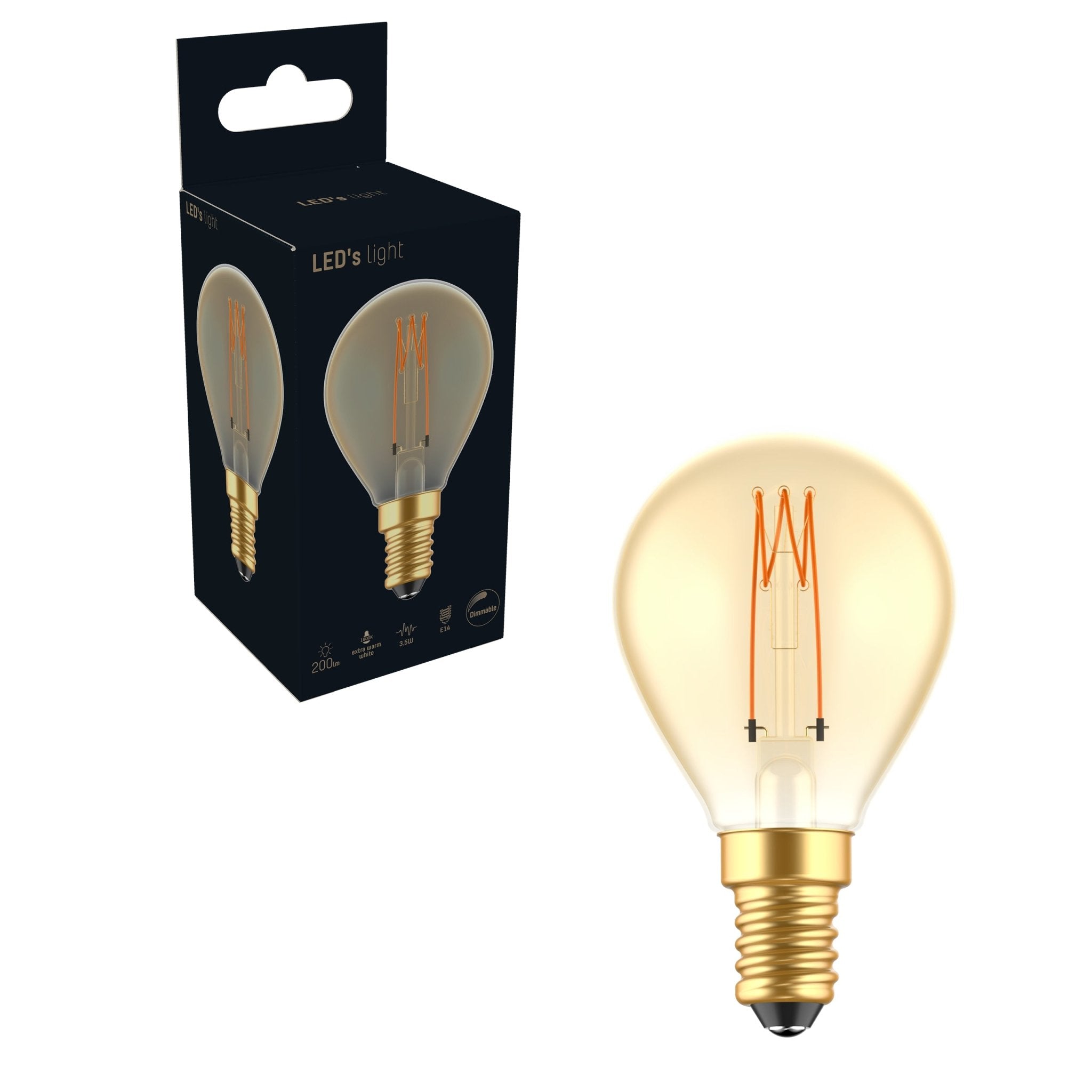 Vintage LED Filament Lamp Goud E14 - Dimbaar - Extra warm wit - Ø 4.5 cm - 2.5W (15W) - LED.nl