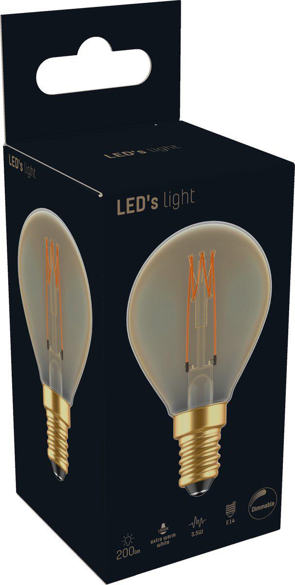 Vintage LED Filament Lamp Goud E14 - Dimbaar - Extra warm wit - Ø 4.5 cm - 2.5W (15W) - LED.nl