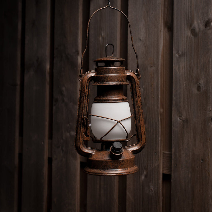 Vintage LED Olielamp op batterijen - Dimbaar - Draadloos - 24 cm - Koper Buitenlampen LED.nl