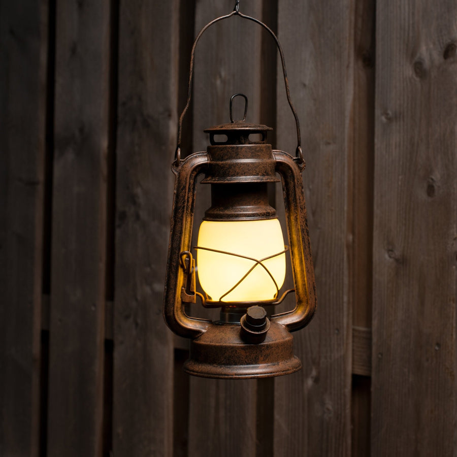 Vintage LED Olielamp op batterijen - Dimbaar - Draadloos - 24 cm - Koper Buitenlampen LED.nl